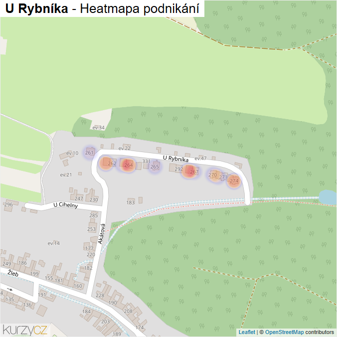 Mapa U Rybníka - Firmy v ulici.