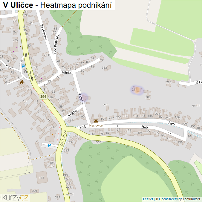 Mapa V Uličce - Firmy v ulici.