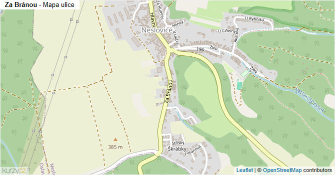 Za Bránou - mapa ulice