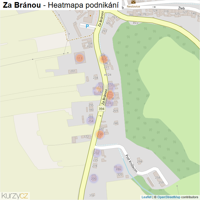 Mapa Za Bránou - Firmy v ulici.