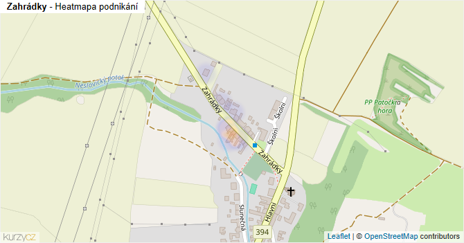 Zahrádky - mapa podnikání