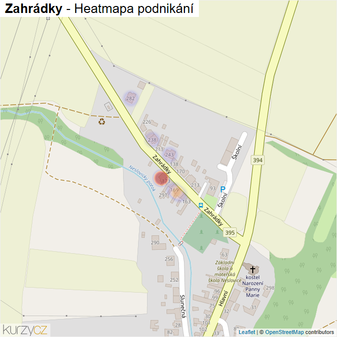 Mapa Zahrádky - Firmy v ulici.
