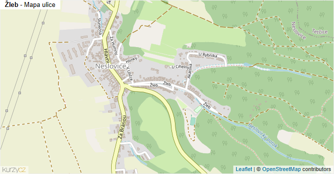 Žleb - mapa ulice