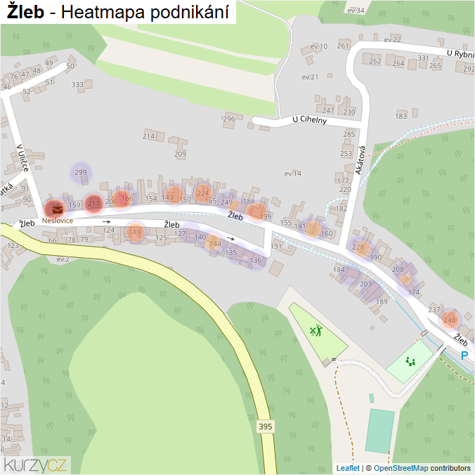 Mapa Žleb - Firmy v ulici.
