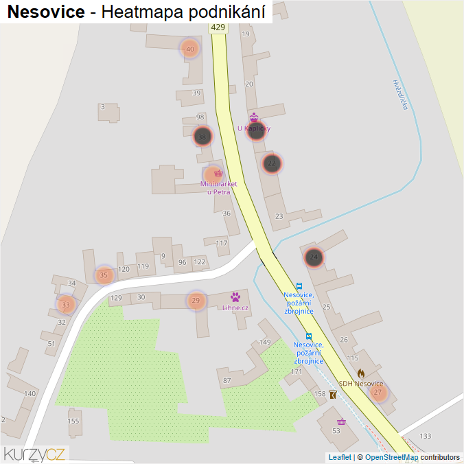 Mapa Nesovice - Firmy v obci.