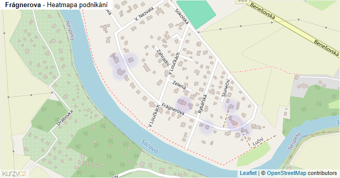 Frágnerova - mapa podnikání