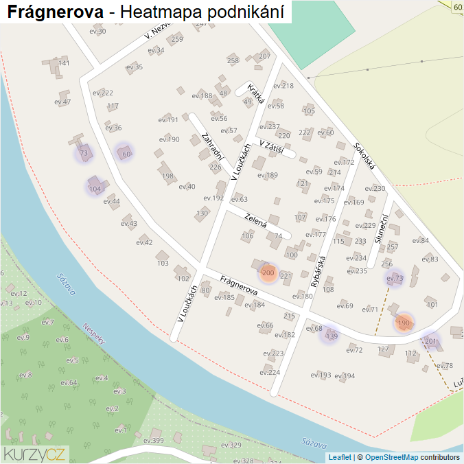 Mapa Frágnerova - Firmy v ulici.