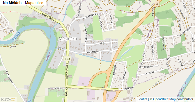 Na Mělách - mapa ulice
