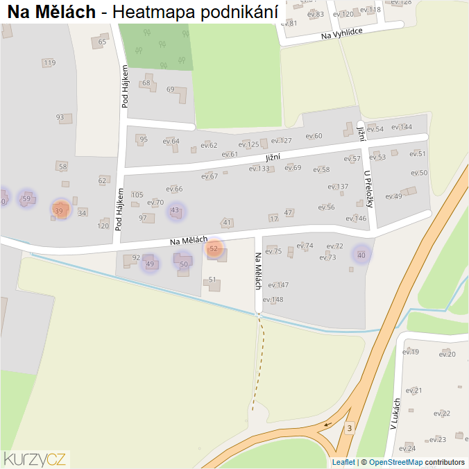 Mapa Na Mělách - Firmy v ulici.