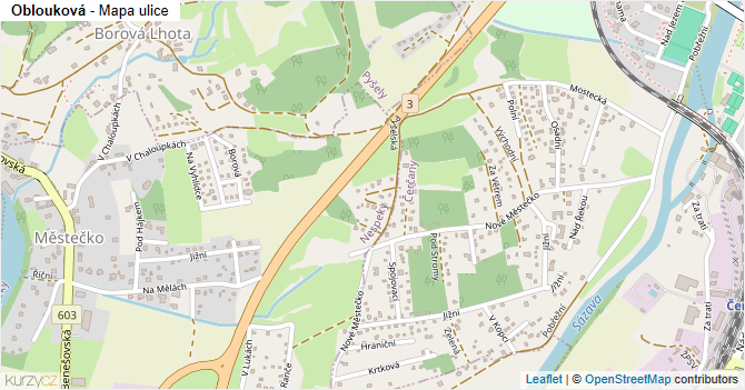 Oblouková - mapa ulice