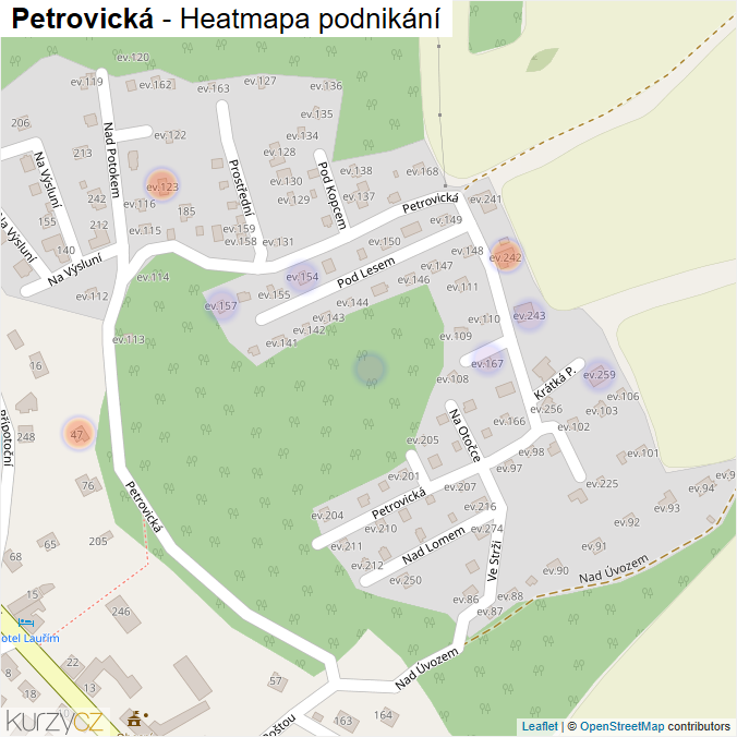 Mapa Petrovická - Firmy v ulici.