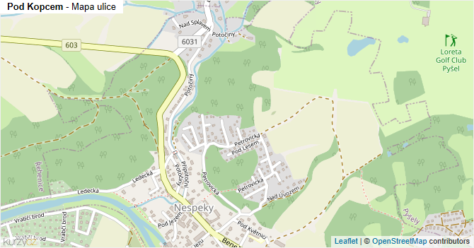Pod Kopcem - mapa ulice
