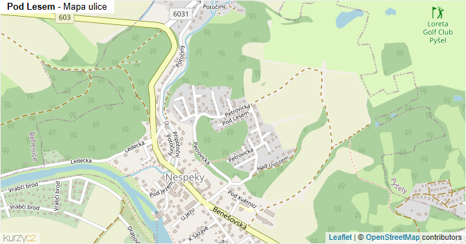 Pod Lesem - mapa ulice