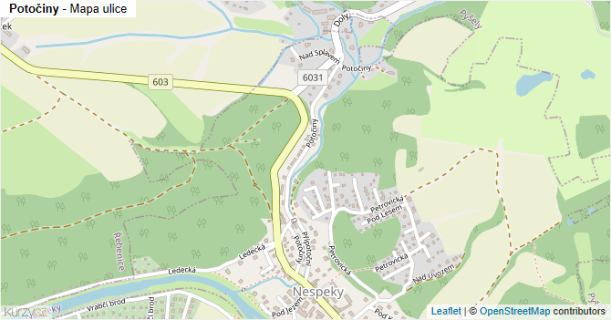 Potočiny - mapa ulice