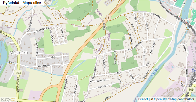 Pyšelská - mapa ulice