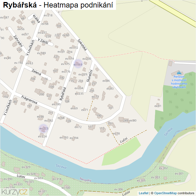 Mapa Rybářská - Firmy v ulici.