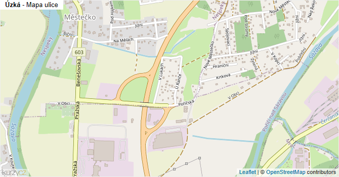 Úzká - mapa ulice