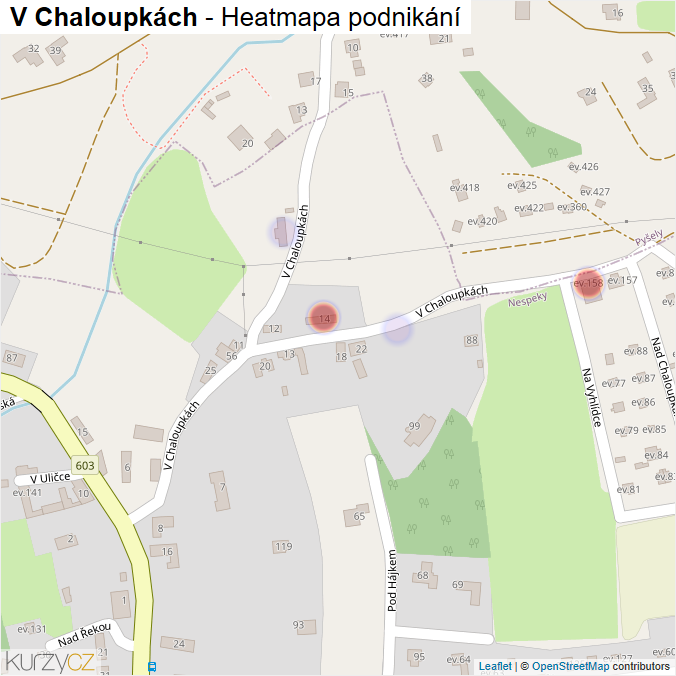 Mapa V Chaloupkách - Firmy v ulici.