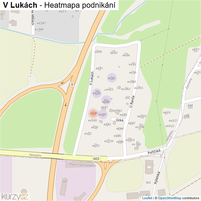 Mapa V Lukách - Firmy v ulici.