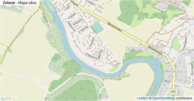 Zelená - mapa ulice