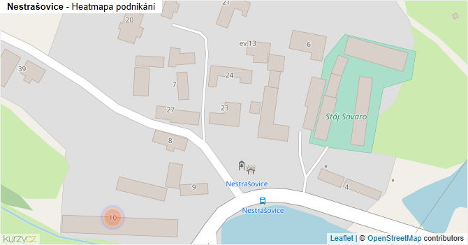 Nestrašovice - mapa podnikání