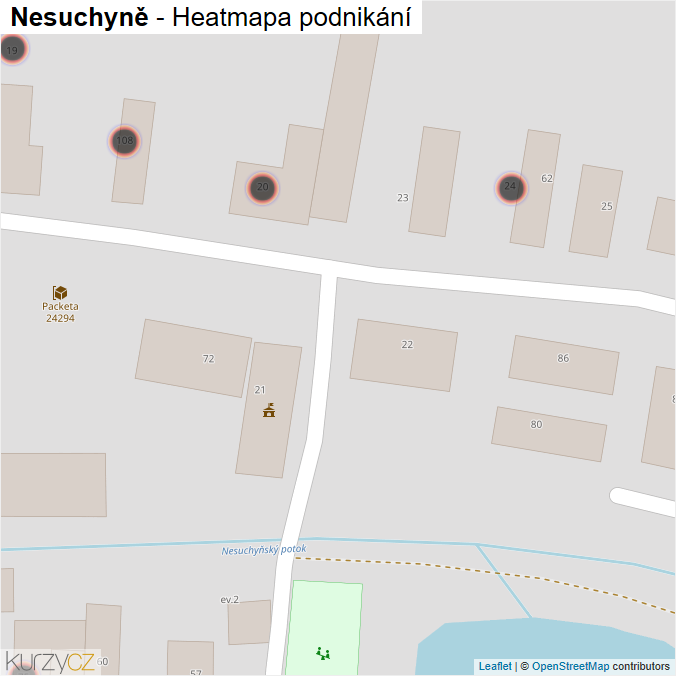 Mapa Nesuchyně - Firmy v obci.