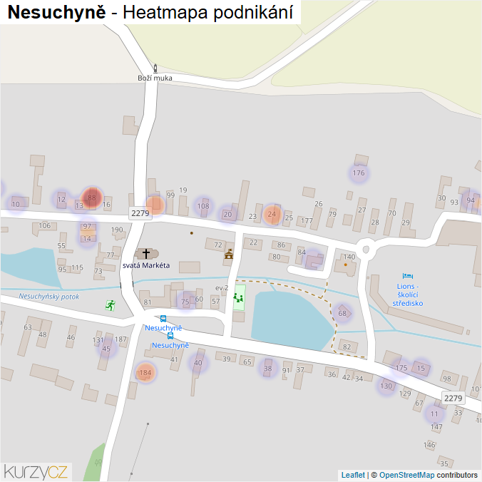 Mapa Nesuchyně - Firmy v části obce.