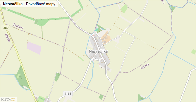 Nesvačilka - záplavové mapy stoleté vody