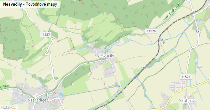 Nesvačily - záplavové mapy stoleté vody
