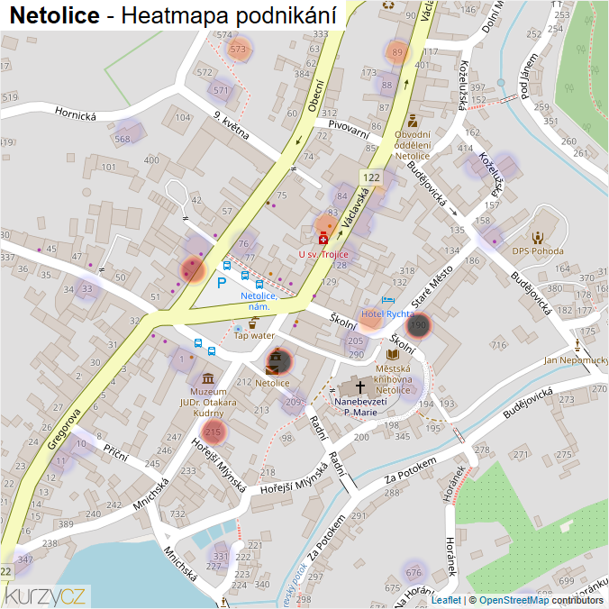 Mapa Netolice - Firmy v obci.