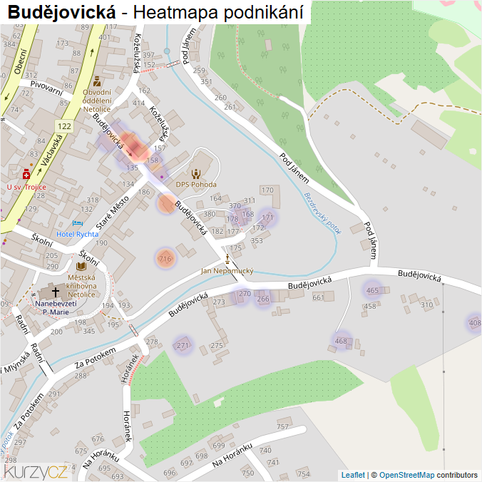 Mapa Budějovická - Firmy v ulici.