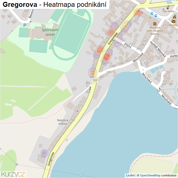 Mapa Gregorova - Firmy v ulici.