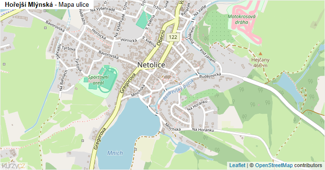 Hořejší Mlýnská - mapa ulice