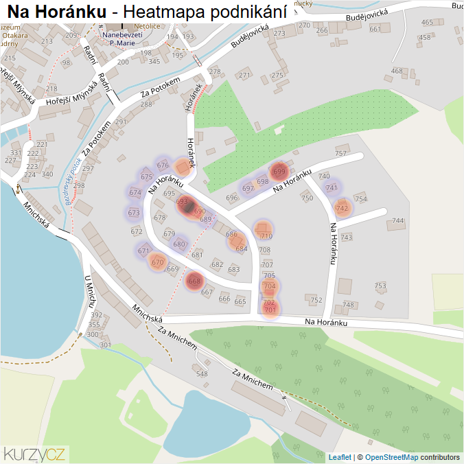 Mapa Na Horánku - Firmy v ulici.