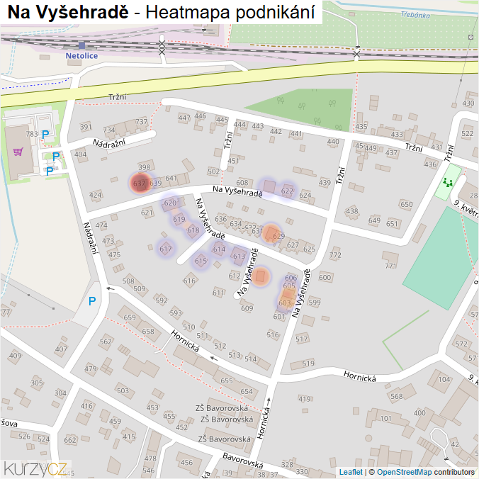Mapa Na Vyšehradě - Firmy v ulici.