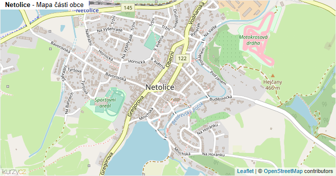 Netolice - mapa části obce