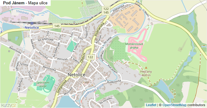 Pod Jánem - mapa ulice