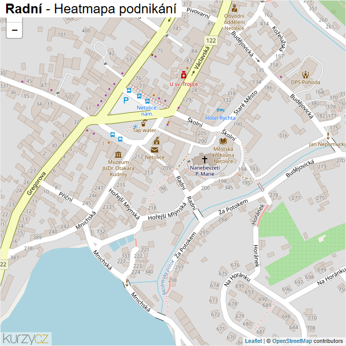 Mapa Radní - Firmy v ulici.