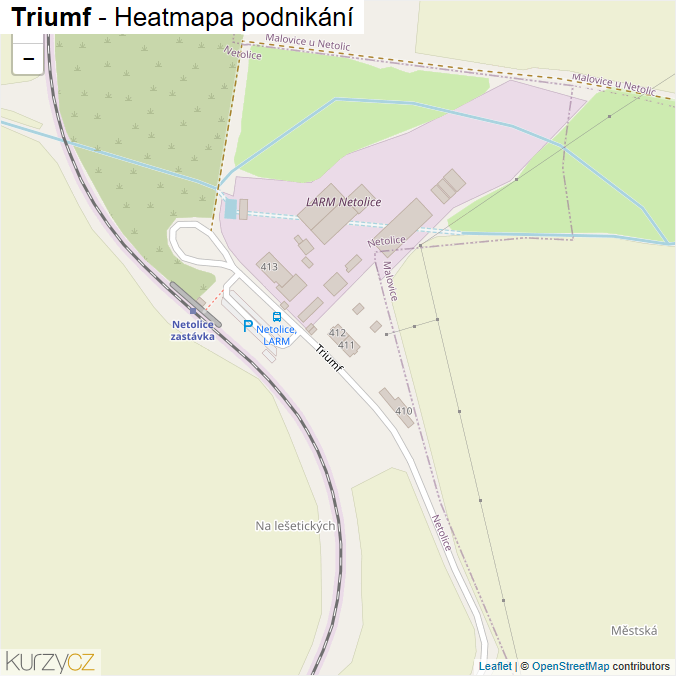 Mapa Triumf - Firmy v ulici.