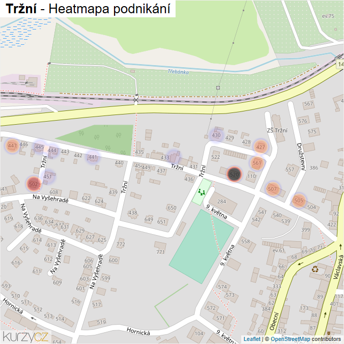 Mapa Tržní - Firmy v ulici.