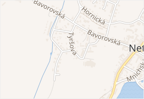 Tyršova v obci Netolice - mapa ulice