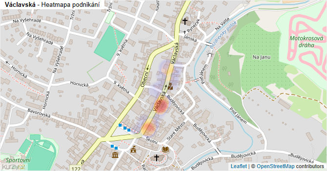 Václavská - mapa podnikání