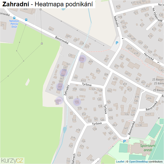 Mapa Zahradní - Firmy v ulici.
