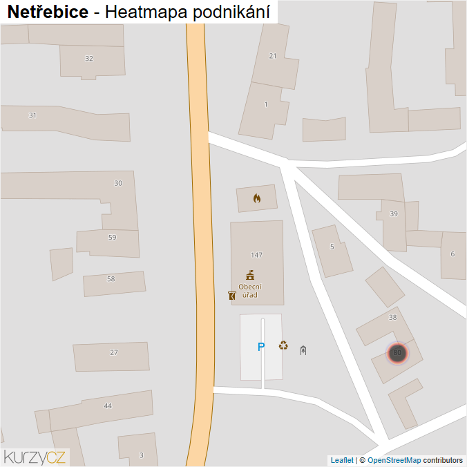 Mapa Netřebice - Firmy v obci.