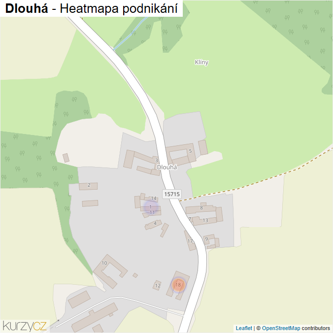 Mapa Dlouhá - Firmy v části obce.