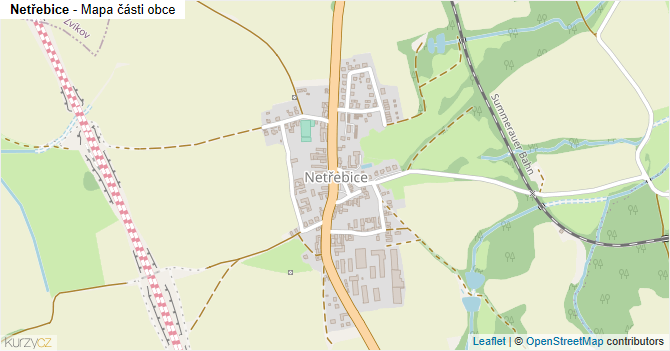 Netřebice - mapa části obce
