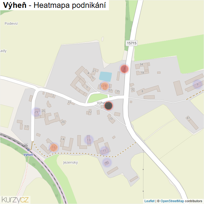Mapa Výheň - Firmy v části obce.