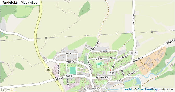Andělská - mapa ulice