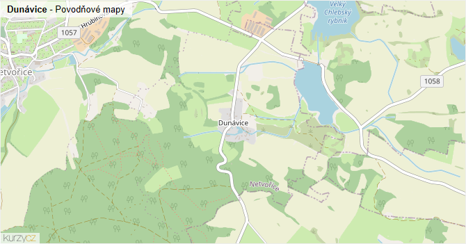 Dunávice - záplavové mapy stoleté vody