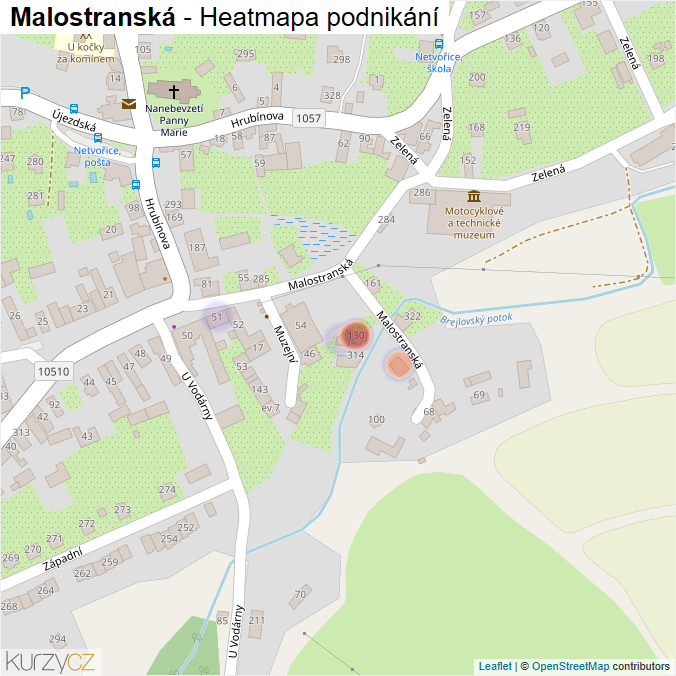 Mapa Malostranská - Firmy v ulici.